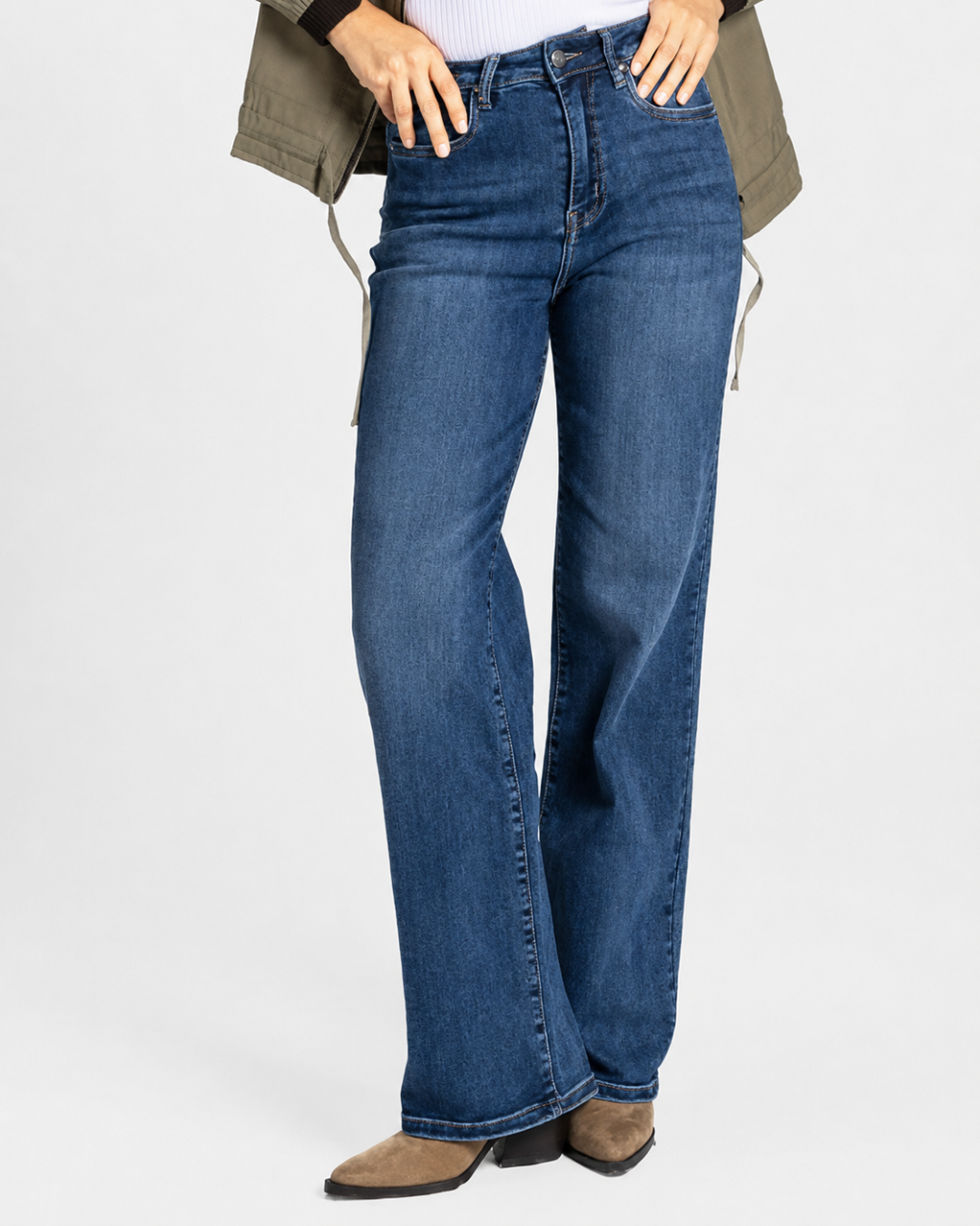 Pantalones de mezclilla anchos de cintura alta