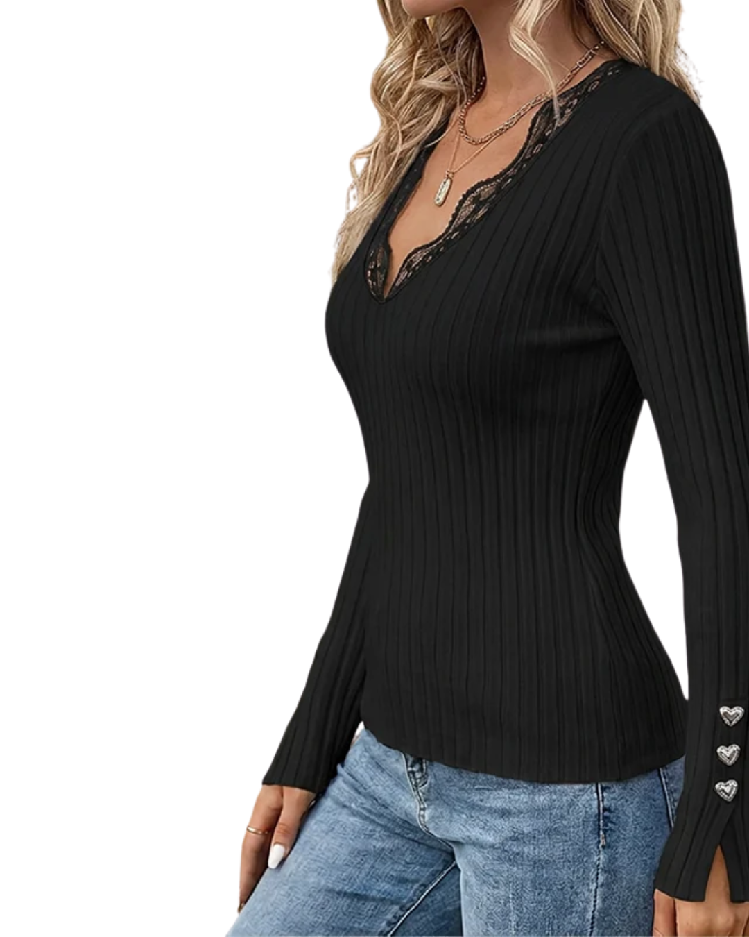 Blusa Elegante con Detalles de Encaje