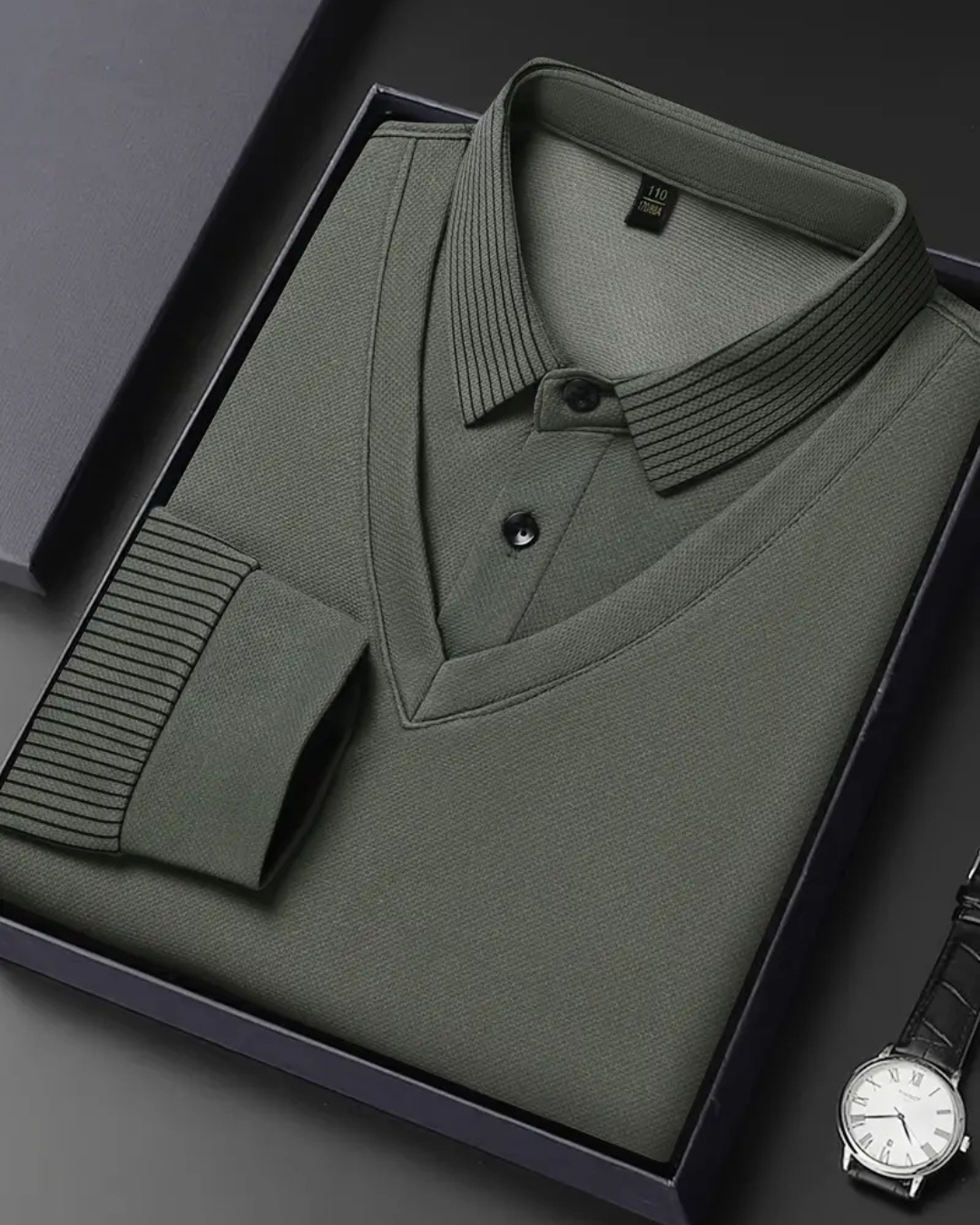 Camisa de Dos Piezas con Cuello Falso a Rayas para Hombres®