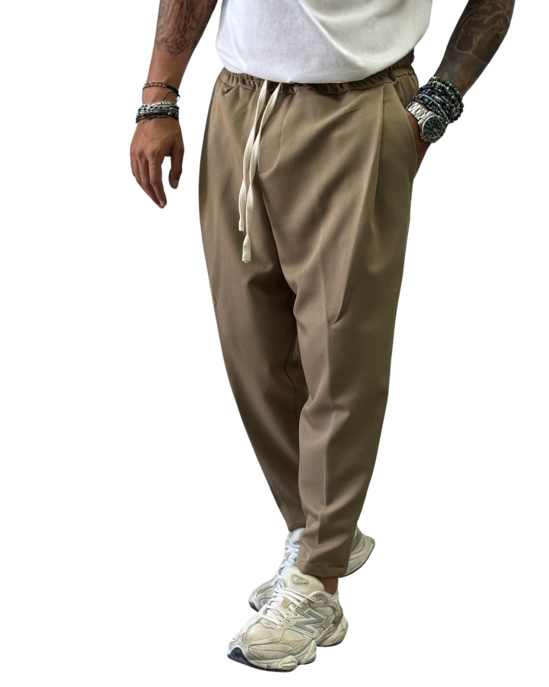 Pantalón Casual de Corte Relajado con Cintura Elástica Para Hombre