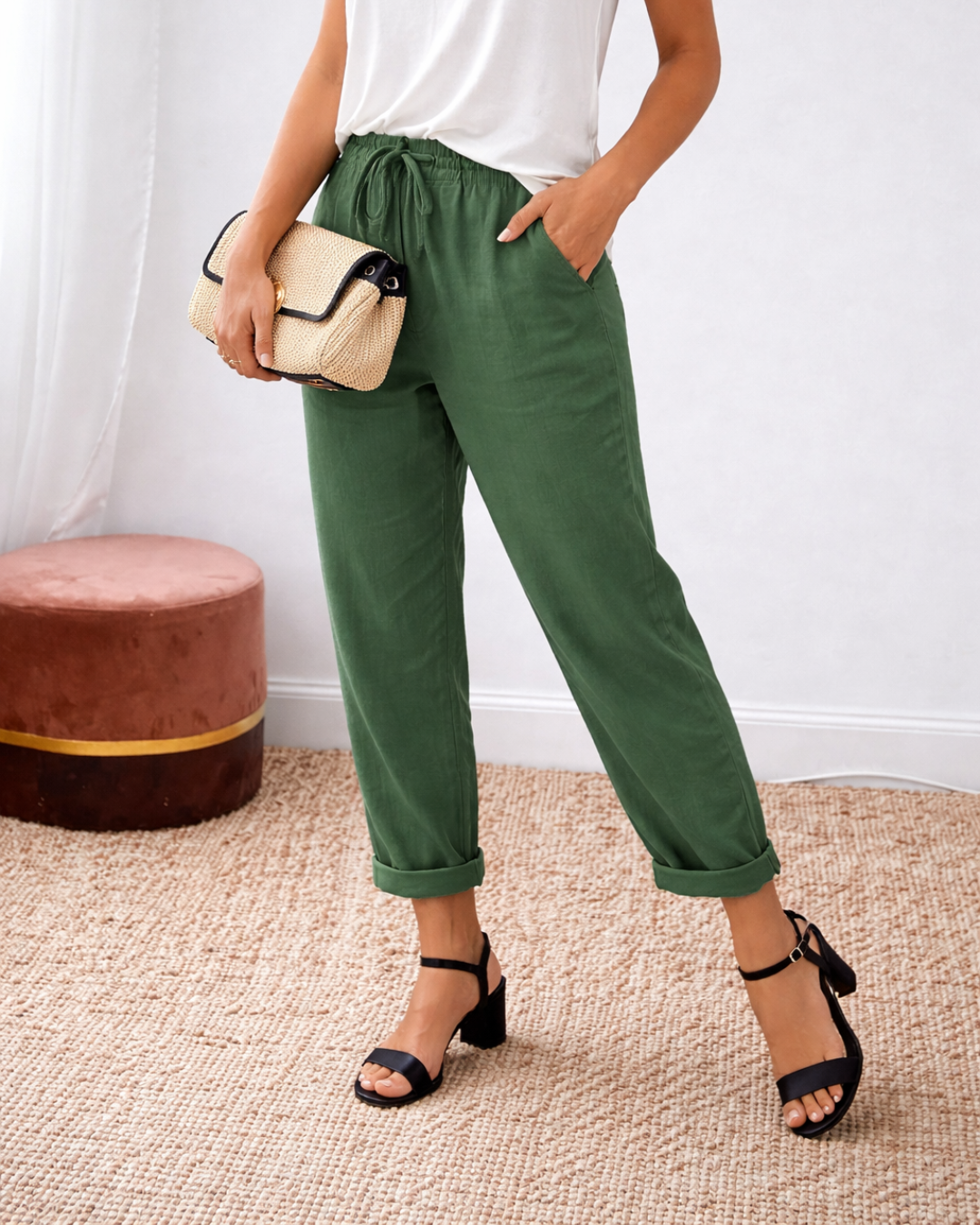 Pantalón Italia Casual de Algodón y Lino