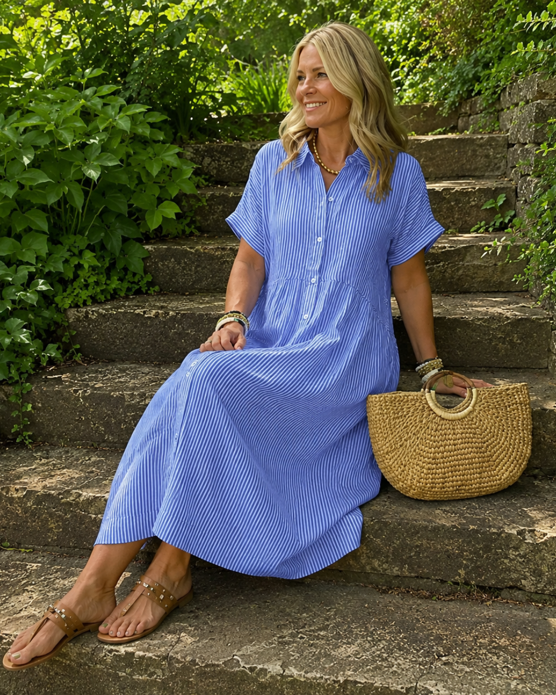 Vestido Camisero con Botones y Bolsillos