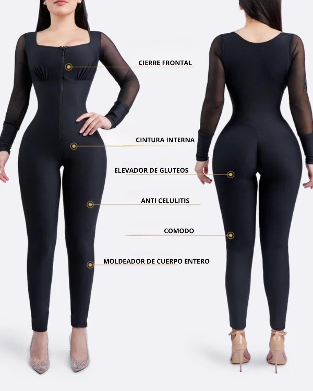 Faja Reductora con Cremallera Frontal y Efecto Lifting de Glúteos®