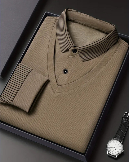 Camisa de Dos Piezas con Cuello Falso a Rayas para Hombres®