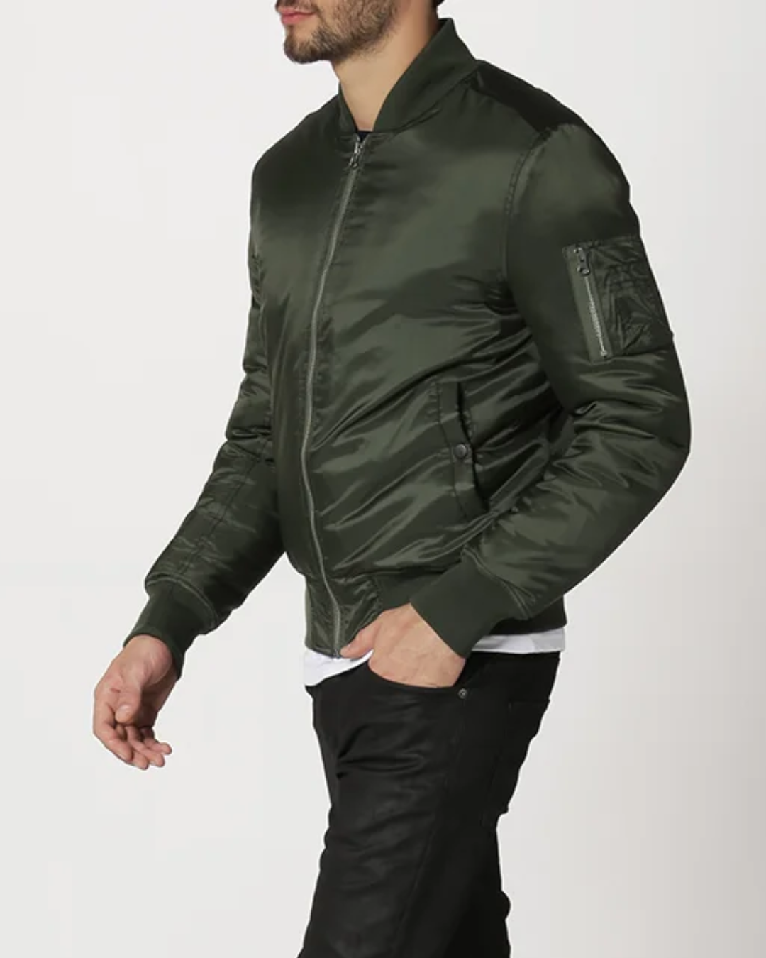 Chaqueta con Cuello Acanalado y Cierre de Cremallera para Hombre®