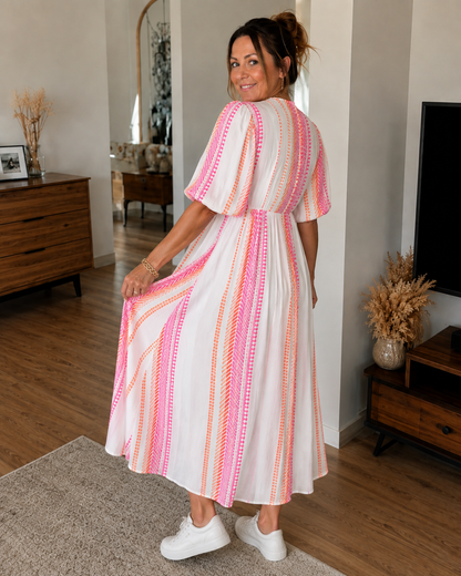 Vestido Estampado de Temporada con Cuello en V