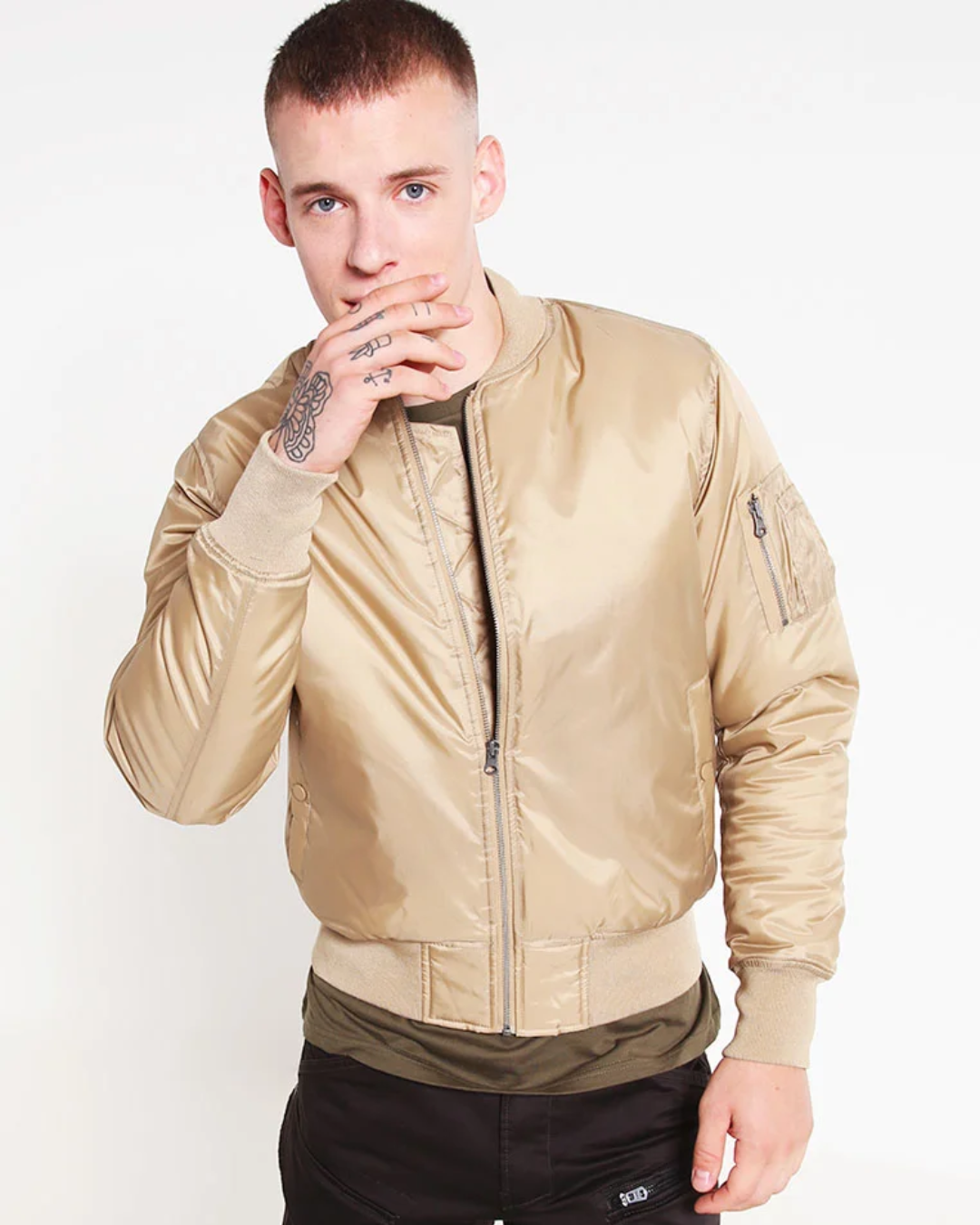Chaqueta con Cuello Acanalado y Cierre de Cremallera para Hombre®