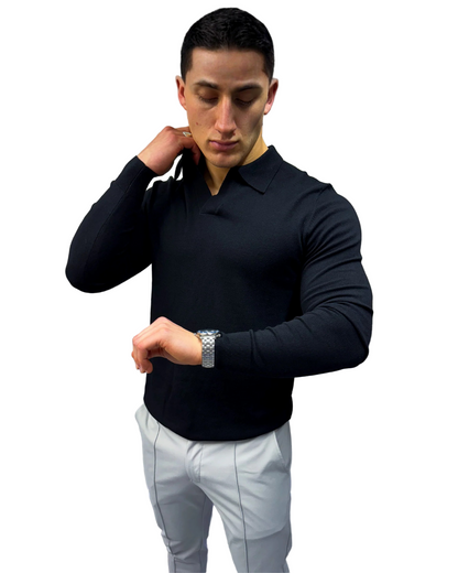 Polo de Manga Larga Suave y Transpirable para Hombre