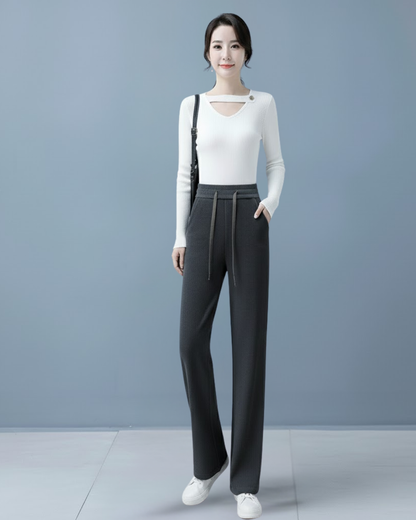 Pantalones anchos de terciopelo informales para mujer