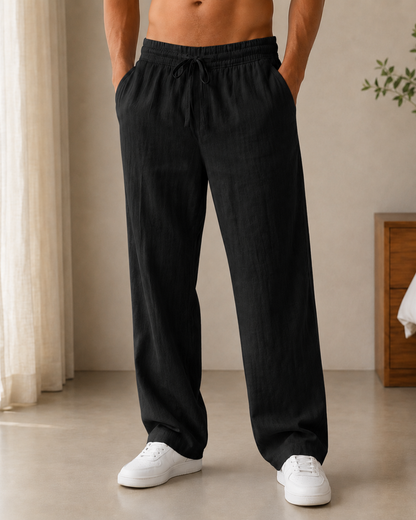Pantalón de Lino con Cintura Elástica