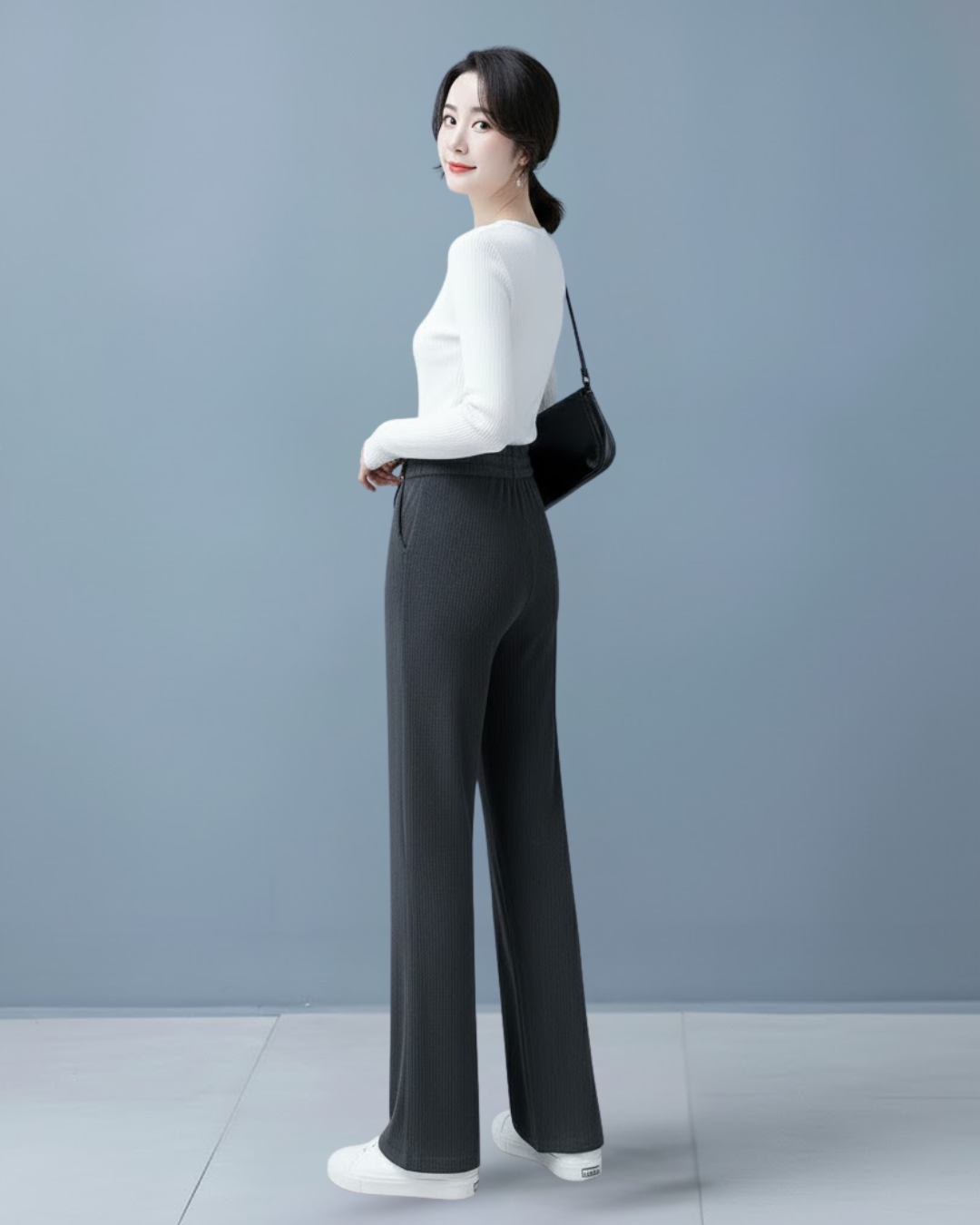 Pantalones anchos de terciopelo informales para mujer