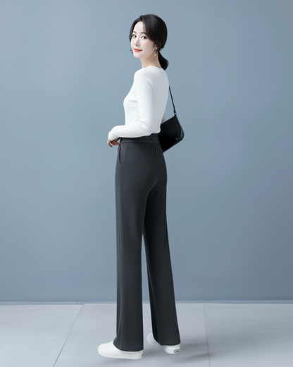 Pantalones anchos de terciopelo informales para mujer