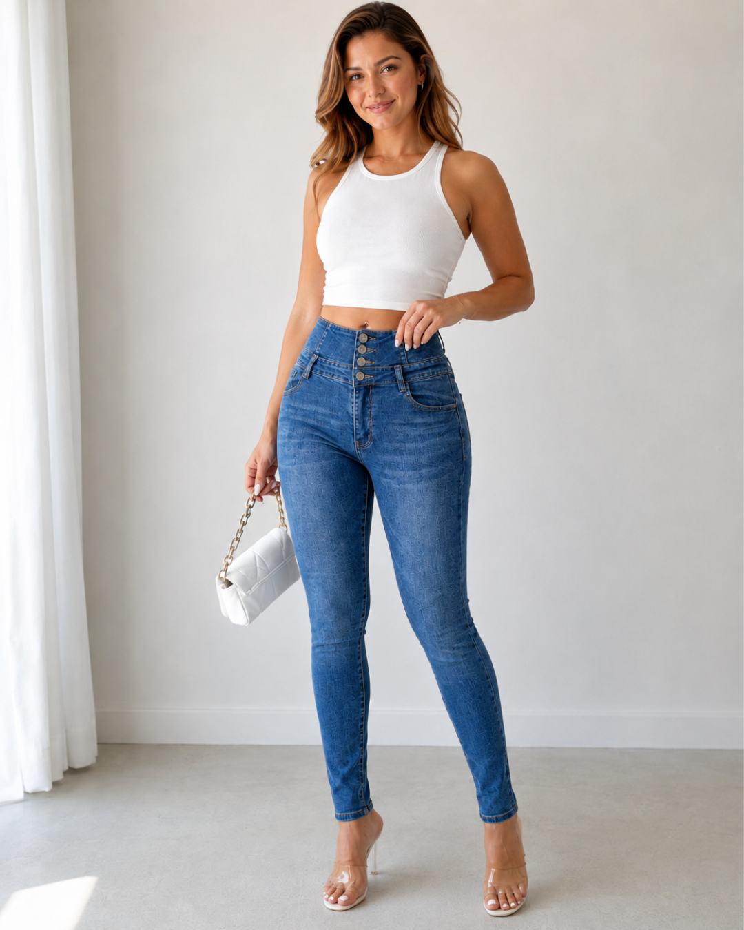 Vaquero Skinny de Cintura Alta con Efecto Moldeador