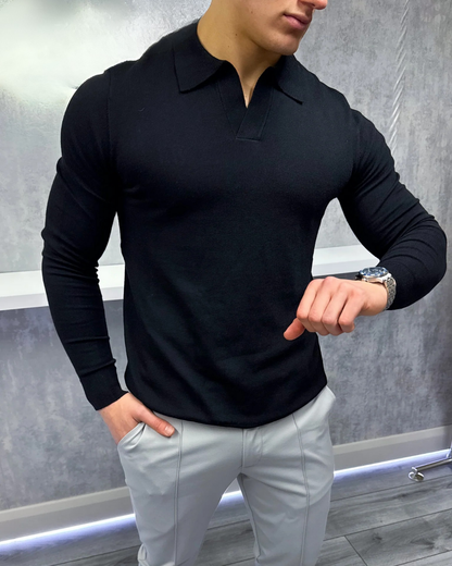 Polo de Manga Larga Suave y Transpirable para Hombre