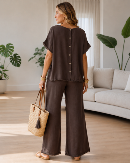 Conjunto Fluido de Blusa y Pantalón