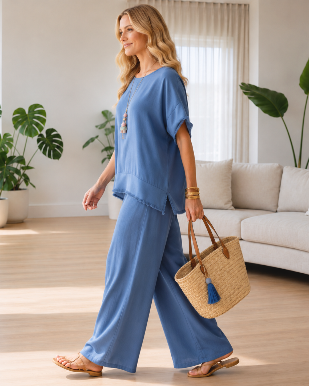 Conjunto Fluido de Blusa y Pantalón