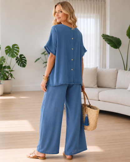 Conjunto Fluido de Blusa y Pantalón
