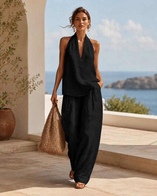 Conjunto de Top Halter y Pantalón Ancho
