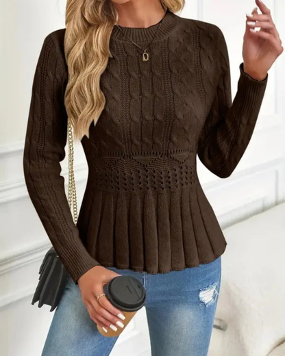 Jersey de punto grueso con cuello redondo para mujer
