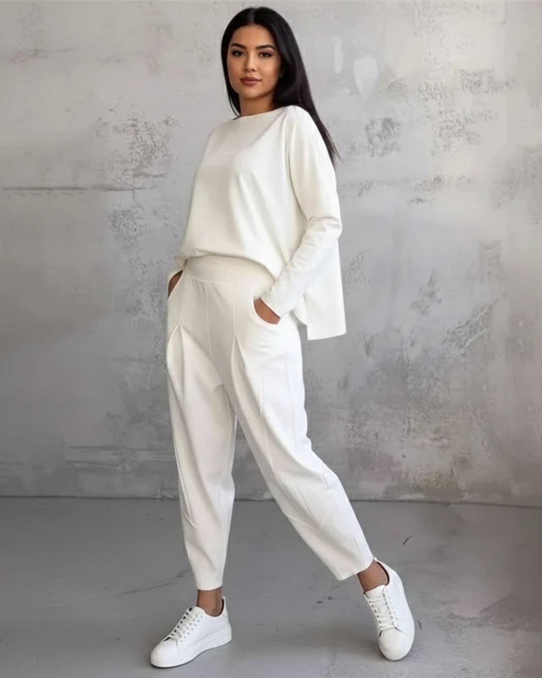 Conjunto de camiseta de manga larga y pantalones informales para mujer