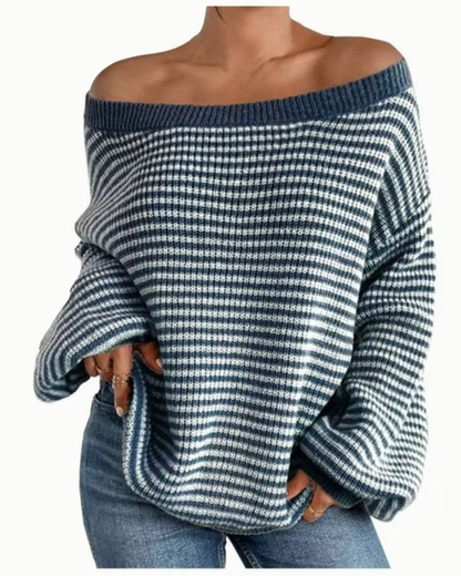 Suéter de Punto Oversize de Manga Larga con Hombros Descubiertos para Mujer®