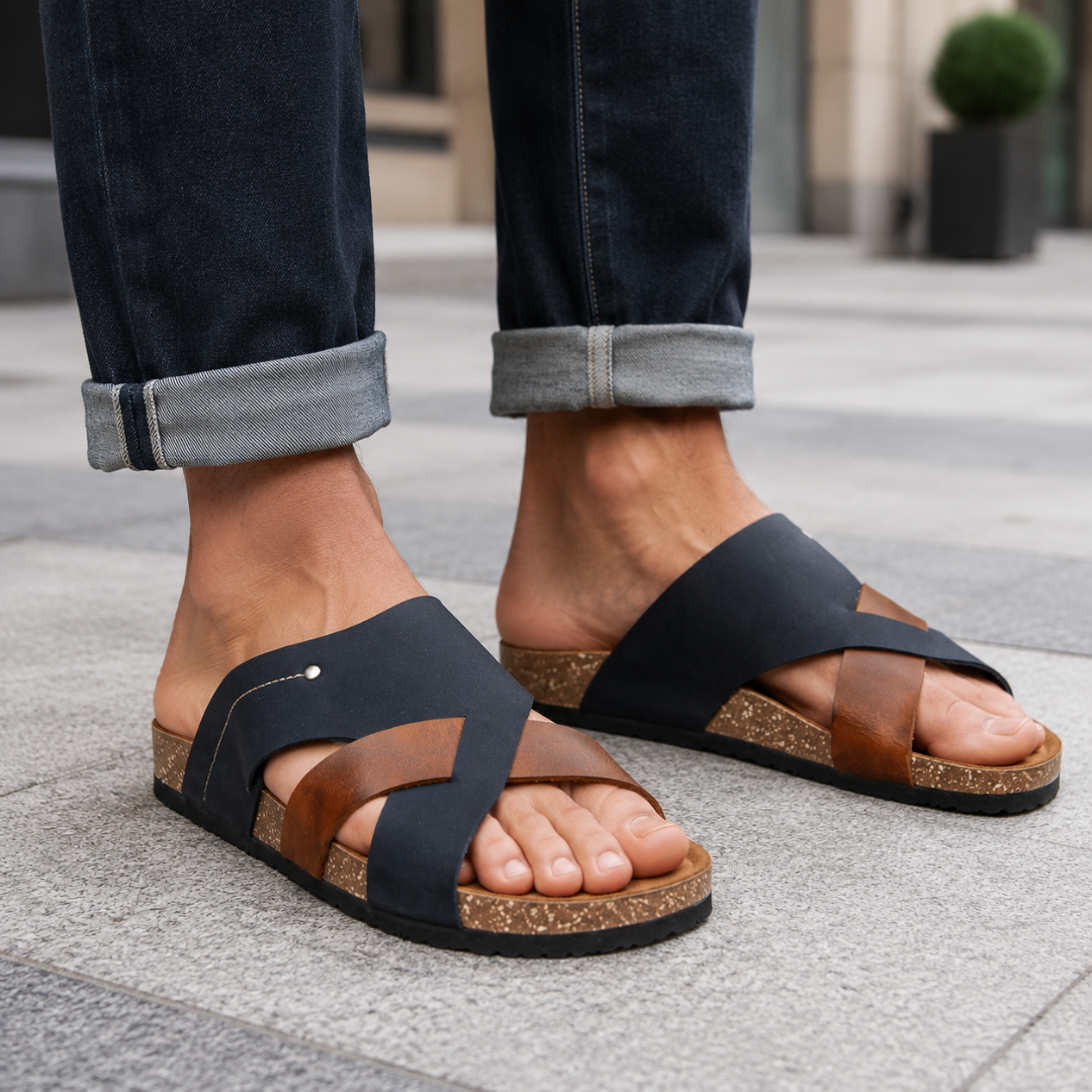 Sandalias de Piel con Base de Corcho