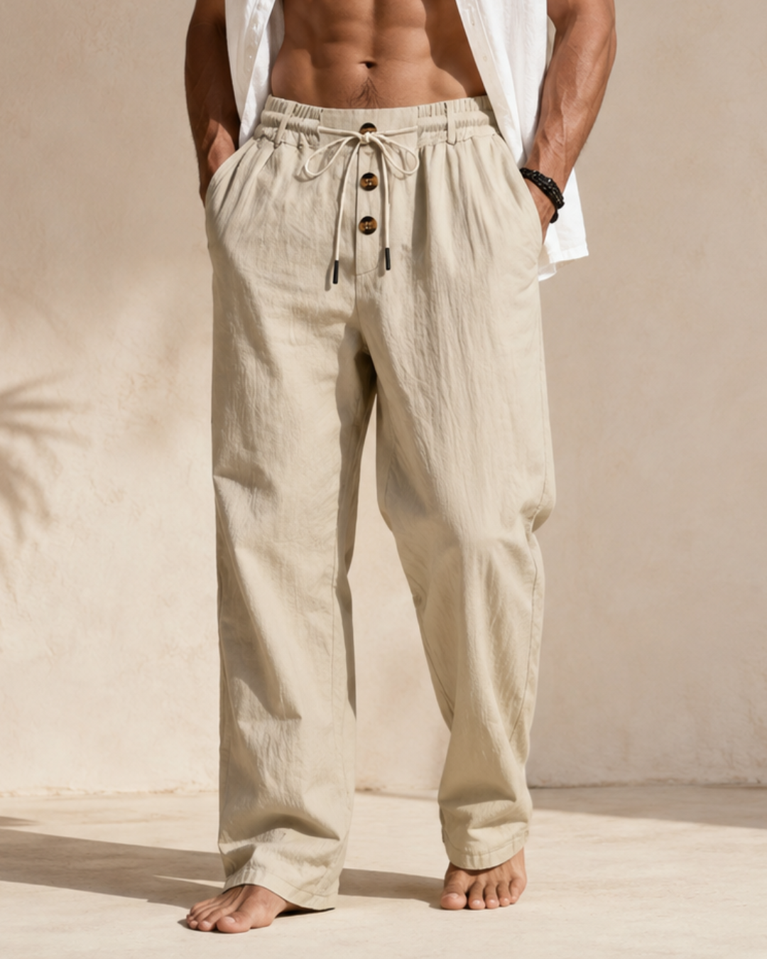 Pantalón de Lino Transpirable de Corte Recto®