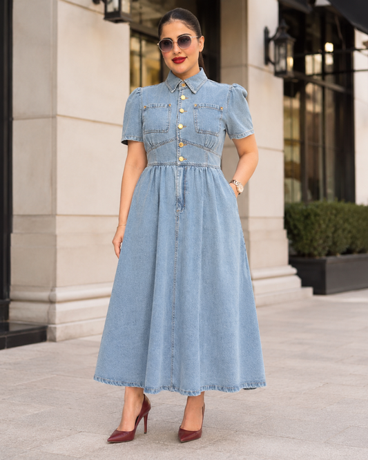 Vestido Midi Vaquero con Botones®