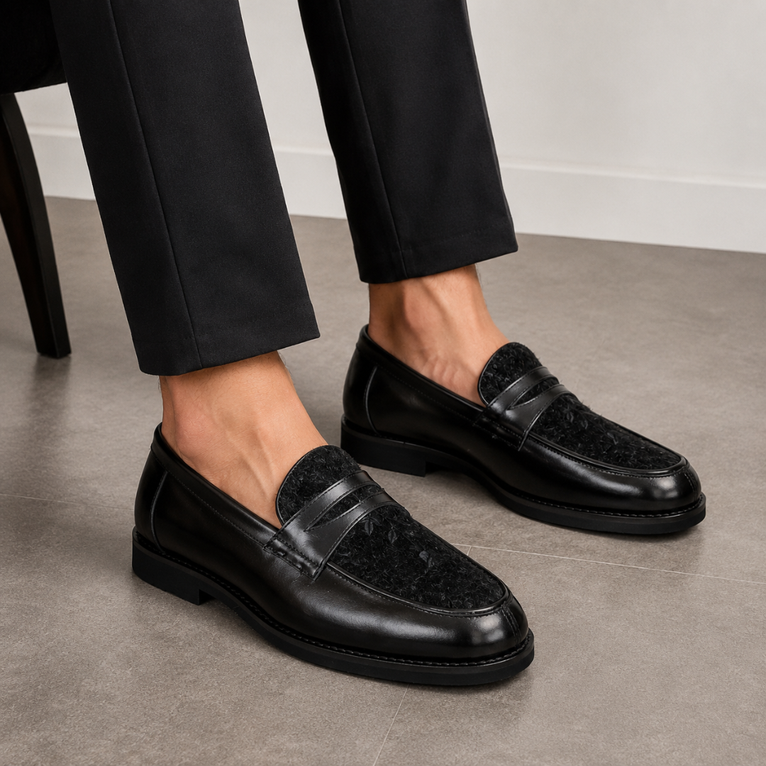 Mocasines de cuero con ante