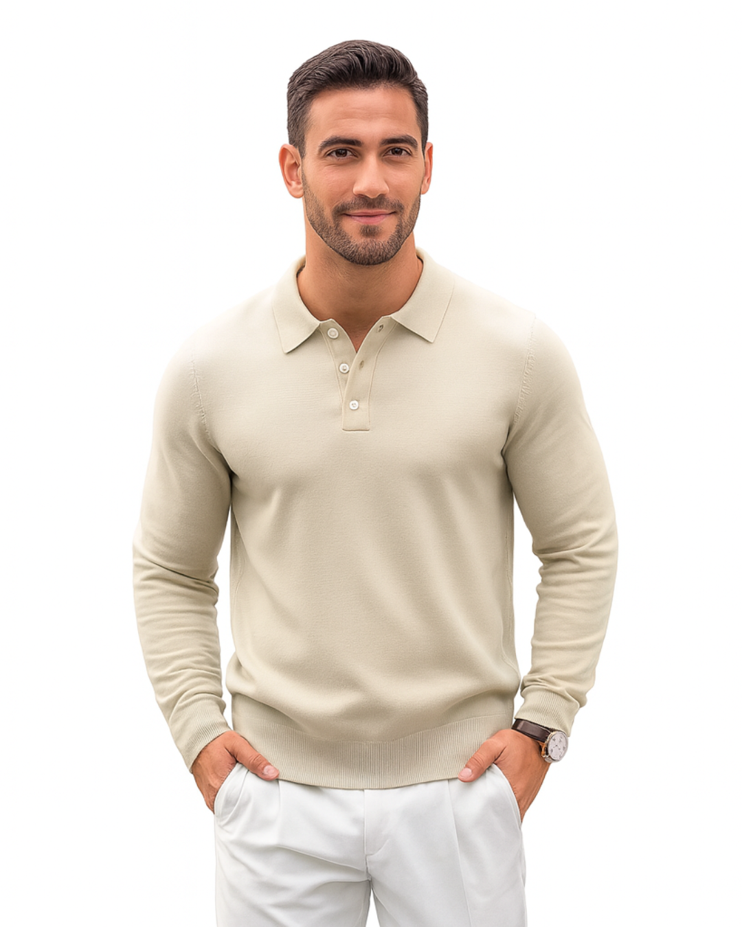 Polo clásico manga larga de punto para hombre®