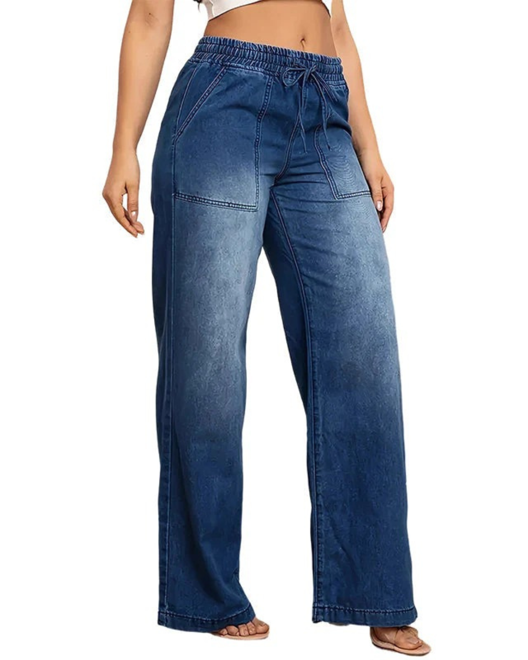 Pantalones Denim de Pierna Ancha para Mujer