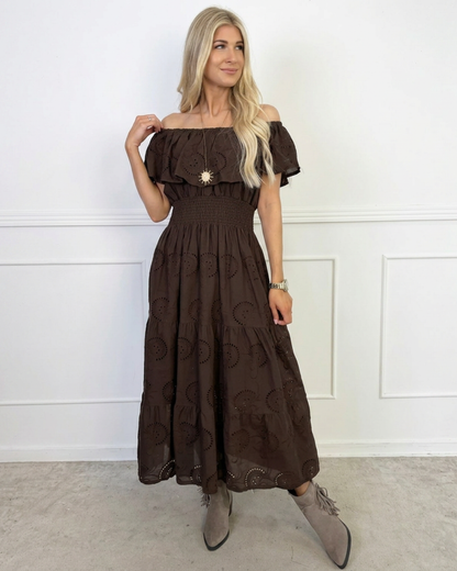 Vestido Largo de Viscosa con Bordado