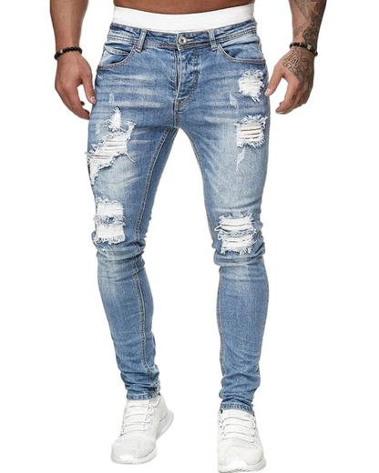 Jeans Skinny con Roturas de Estilo Urbano Para Hombre®