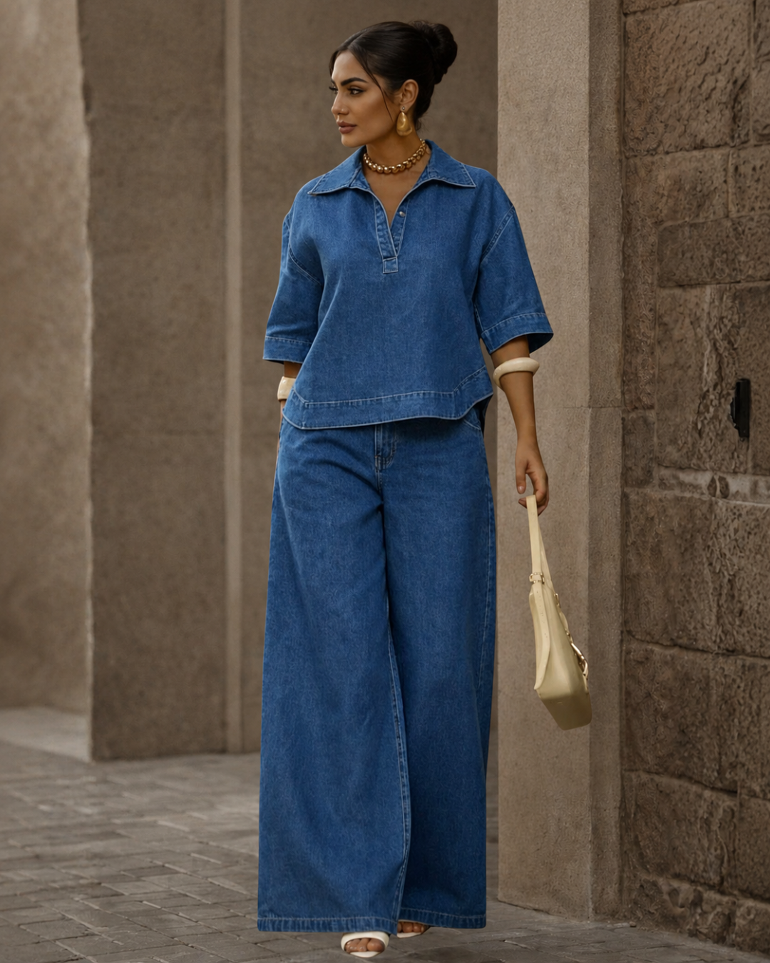 Conjunto Oversize de Denim Estilo Urbano