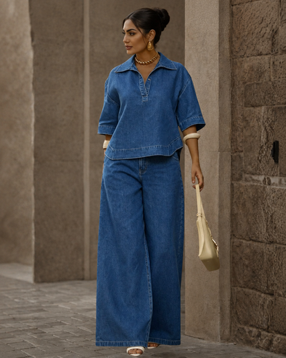 Conjunto Oversize de Denim Estilo Urbano