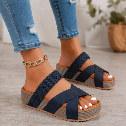 Sandalias de Cuña con Tiras Cruzadas