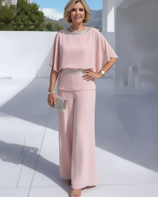 Conjunto Elegante de Dos Piezas con Detalles de Lentejuelas Para Mujer