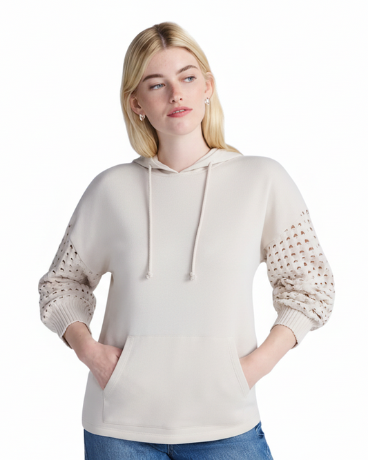 Sudadera casual con detalles de ganchillo en las mangas para Mujer