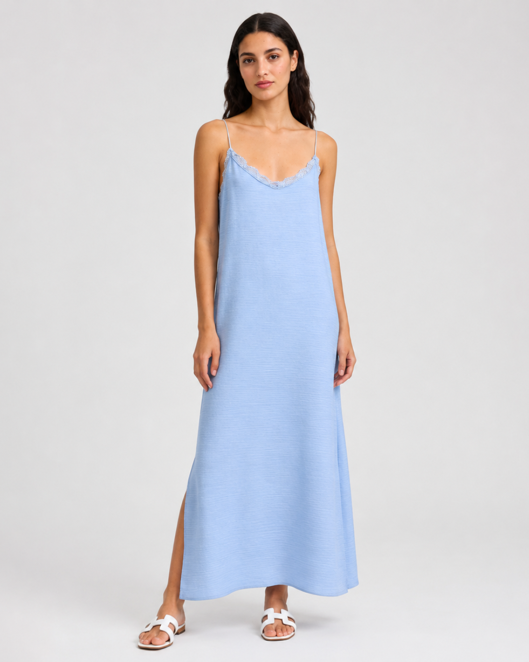 Vestido Lencero Largo con Encaje®