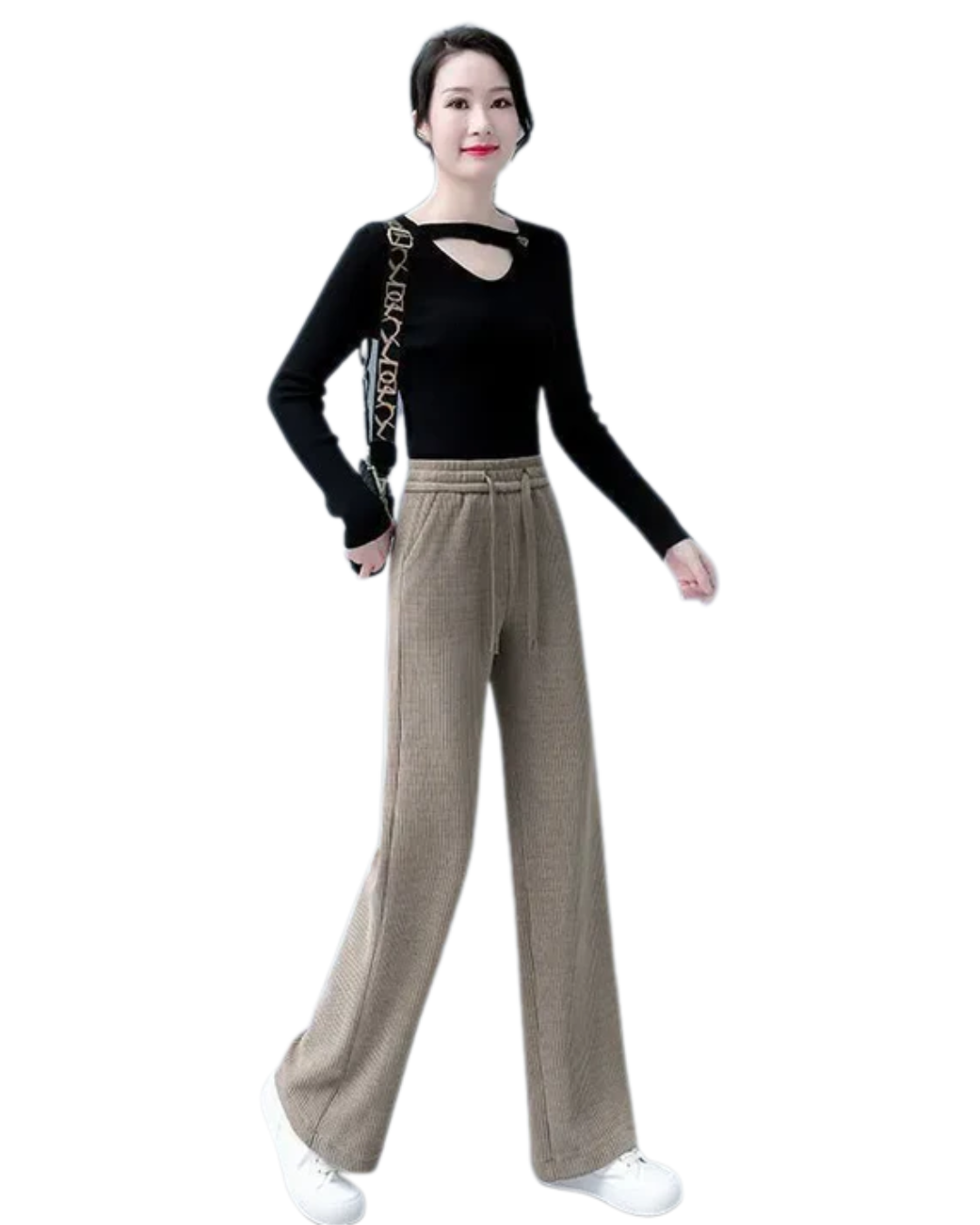 Pantalones anchos de terciopelo informales para mujer