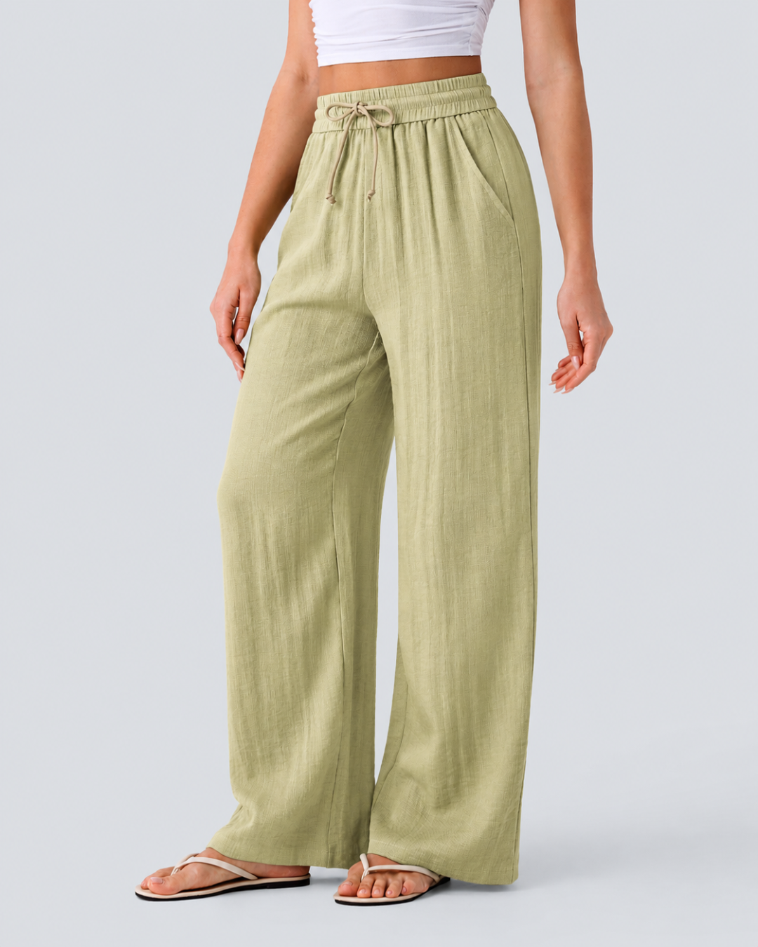 Pantalón de Pierna Ancha con Cintura Alta