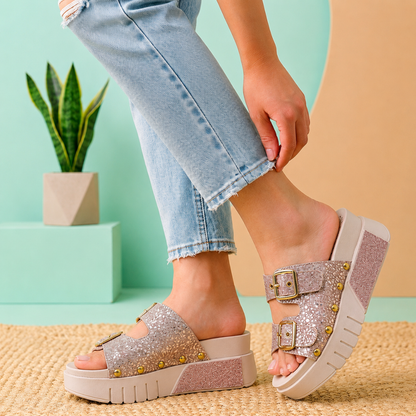 Sandalias de Plataforma con Brillos