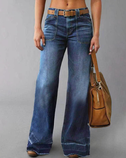 Jeans Acampanados Retro con Bolsillos para Mujer®