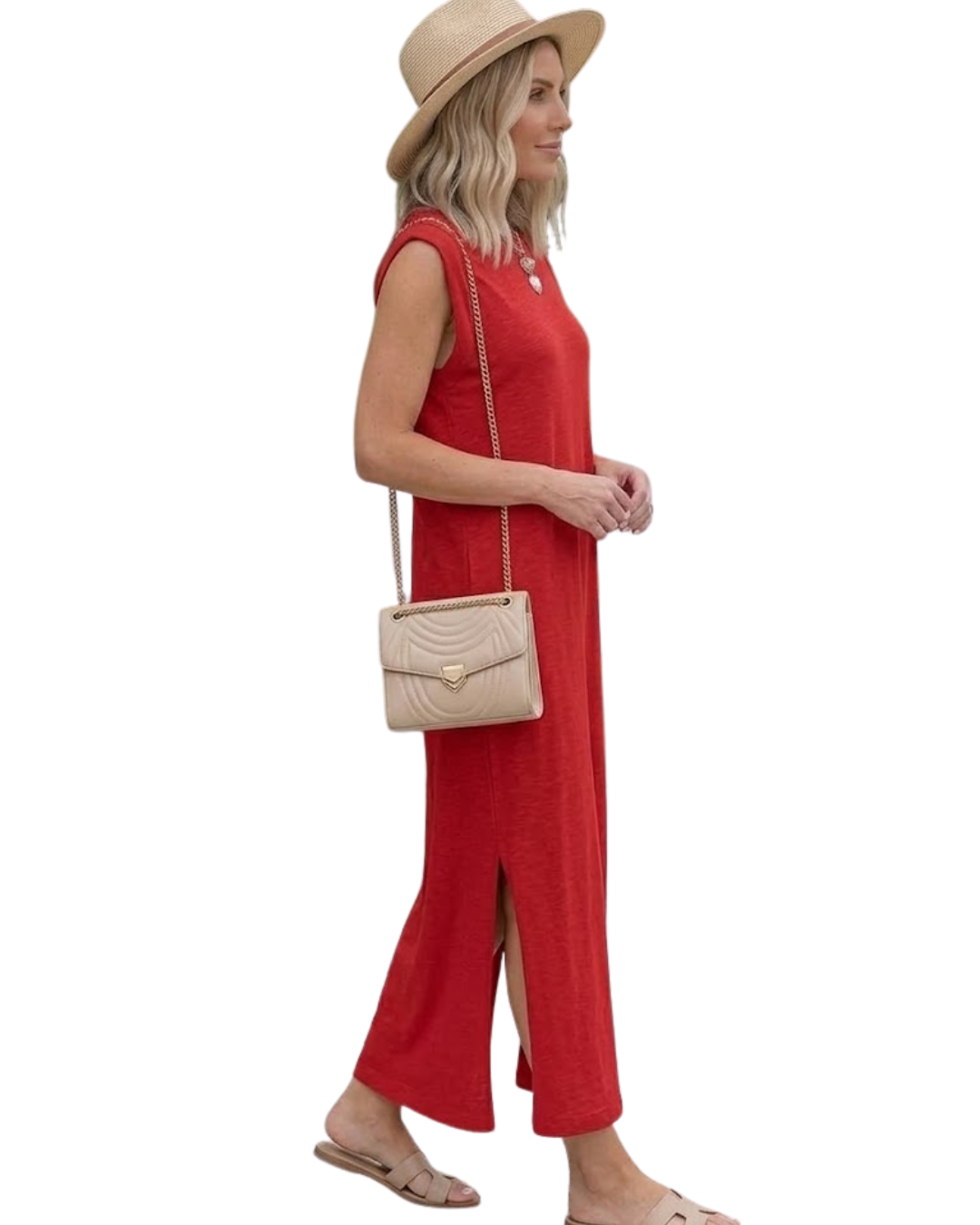 Vestido Maxi con Caída Fluida y Diseño sin Mangas®
