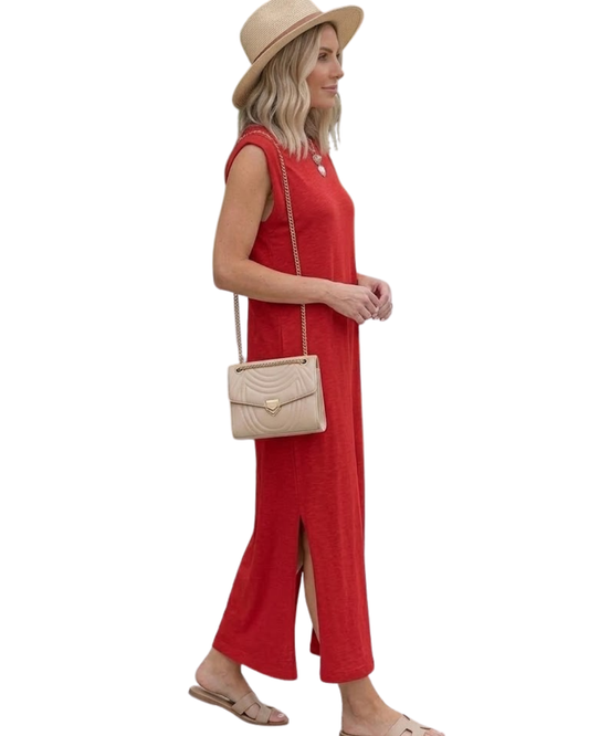 Vestido Maxi con Caída Fluida y Diseño sin Mangas®