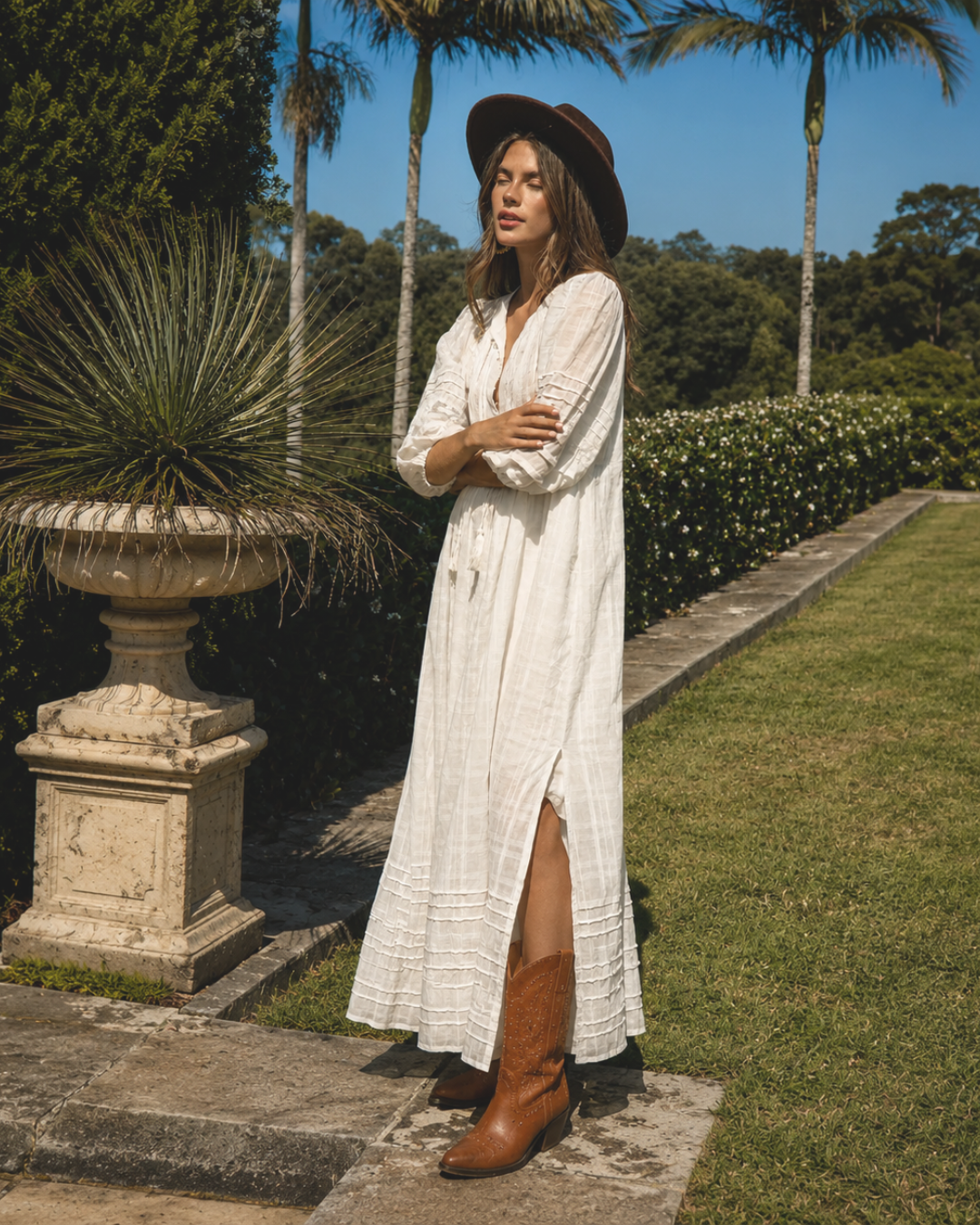Vestido de Corte Fluido con Mangas Abullonadas®