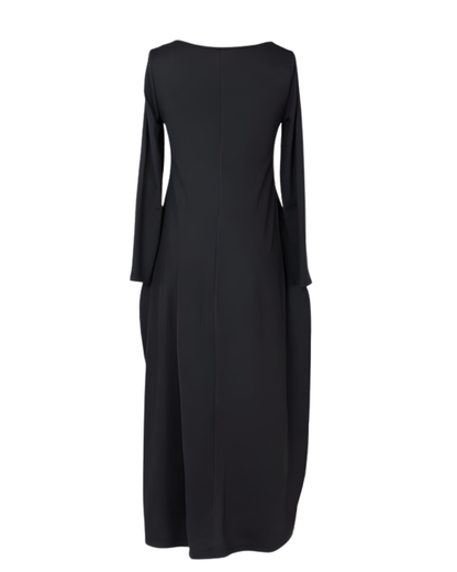 Vestido Negro Clásico de Manga Larga