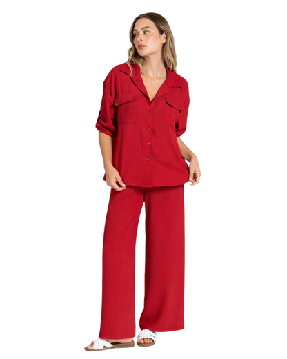 Conjunto de Corte Holgado con Tela Texturizada para Mujer