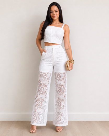 Conjunto de encaje con top y pantalones®