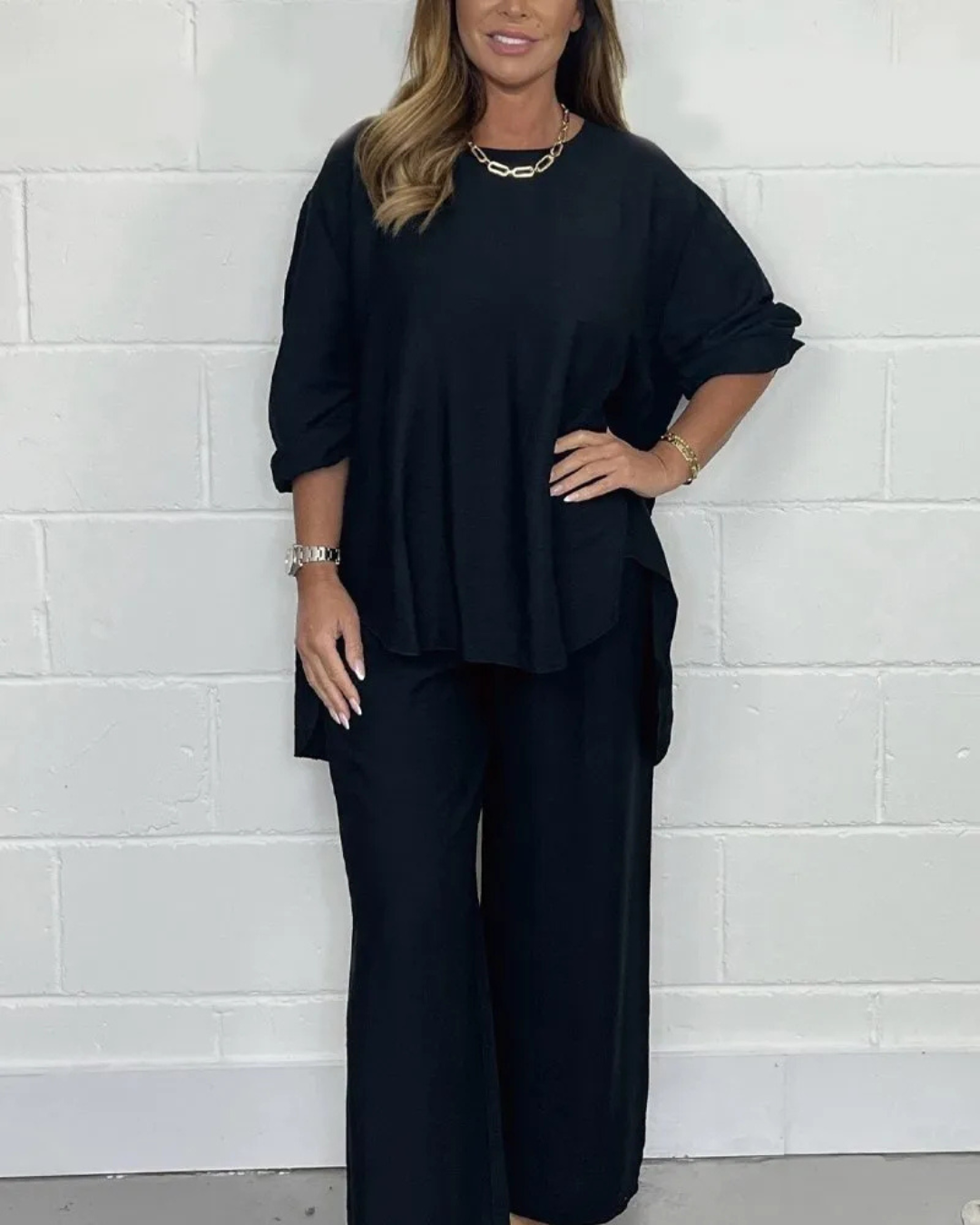 Conjunto Casual Tokio con Blusa y Pantalón Ancho